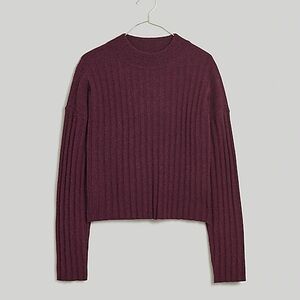 Madewell mockneck crop sweater, plum, size medium